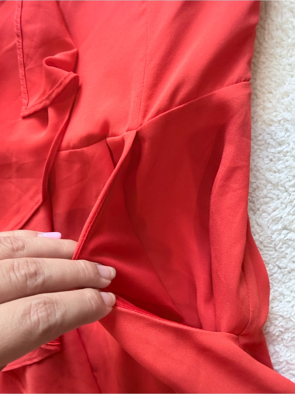 Express Strapless Red-orange Ruffle Romper - Picture 5 of 9